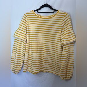 Old Navy Yellow and White Striped Long Sleeve Top